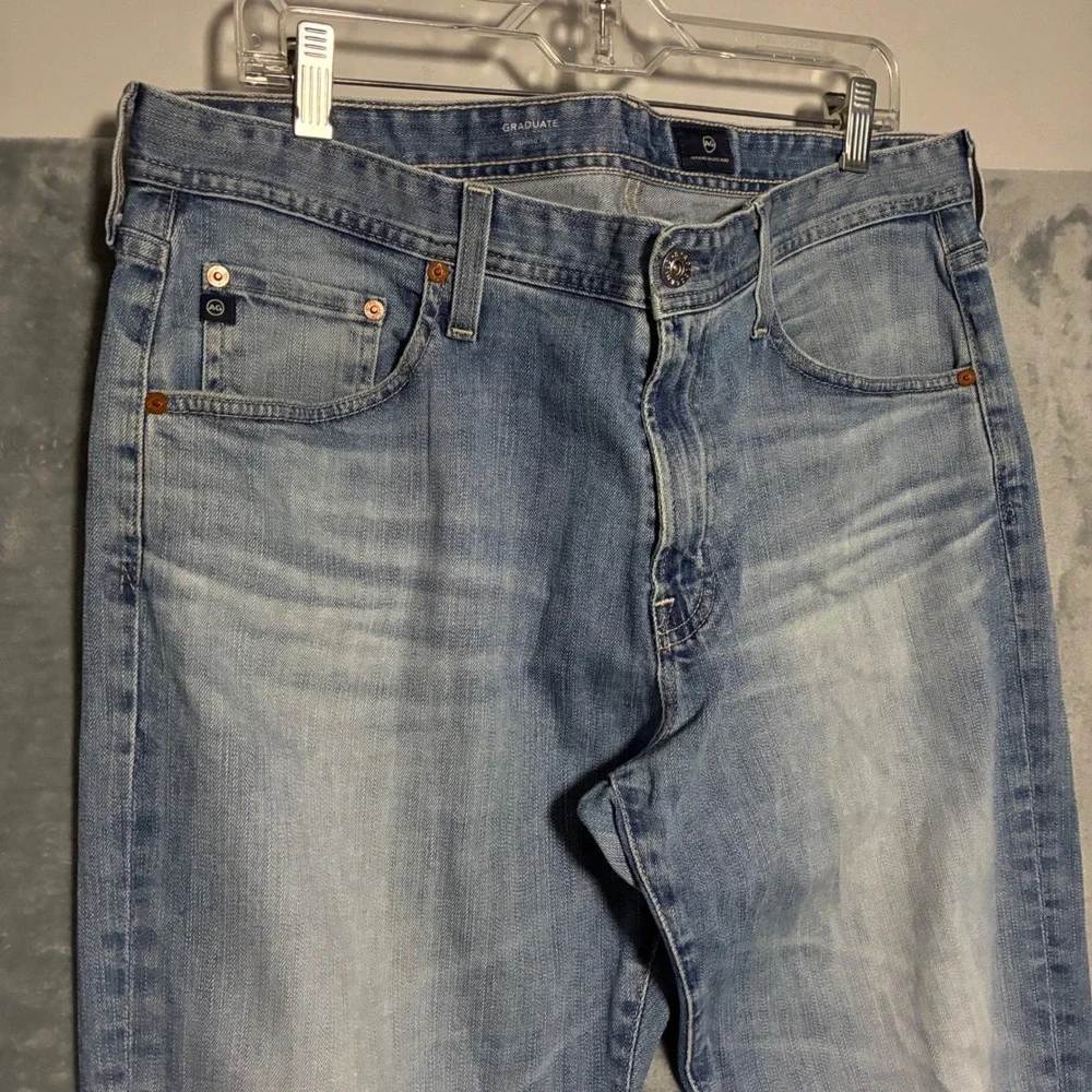 AG Graduate Tailored Leg Denim Jeans‎ Mens 36x34 Light Wash Blue